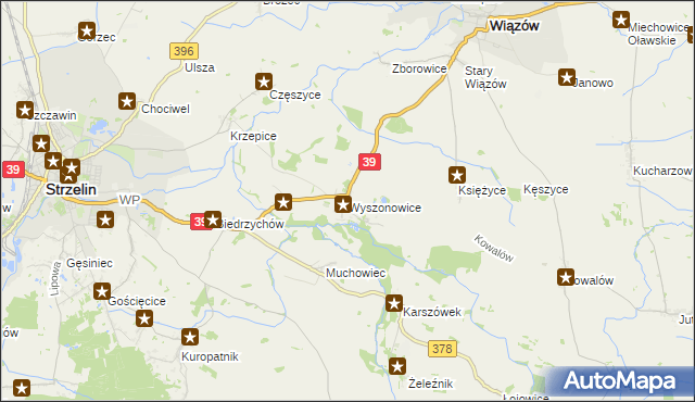 mapa Wyszonowice, Wyszonowice na mapie Targeo