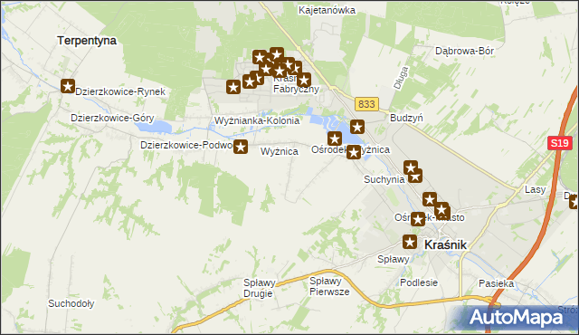mapa Wyżnica-Kolonia, Wyżnica-Kolonia na mapie Targeo