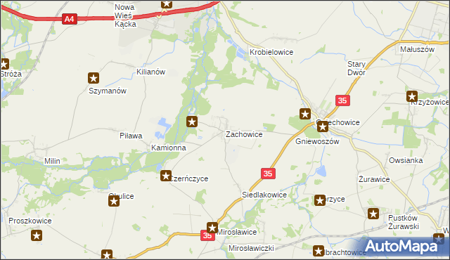 mapa Zachowice, Zachowice na mapie Targeo