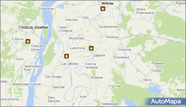mapa Zagłoba gmina Wilków, Zagłoba gmina Wilków na mapie Targeo
