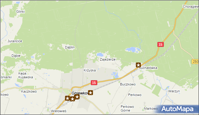 mapa Zajezierze gmina Gniewkowo, Zajezierze gmina Gniewkowo na mapie Targeo