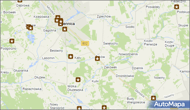 mapa Żaków, Żaków na mapie Targeo