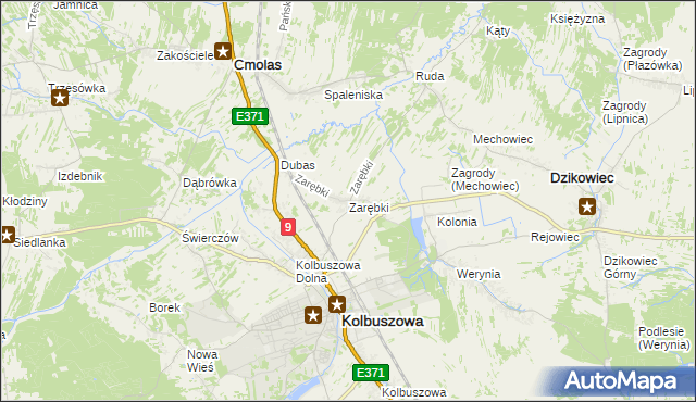 mapa Zarębki gmina Kolbuszowa, Zarębki gmina Kolbuszowa na mapie Targeo