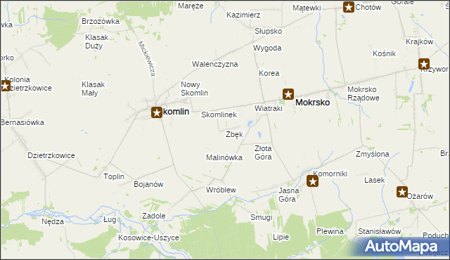 mapa Zbęk gmina Skomlin, Zbęk gmina Skomlin na mapie Targeo