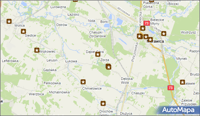 mapa Zbrza gmina Morawica, Zbrza gmina Morawica na mapie Targeo