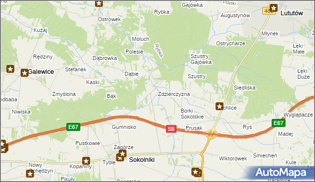 mapa Zdzierczyzna, Zdzierczyzna na mapie Targeo