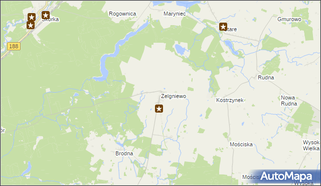 mapa Zelgniewo, Zelgniewo na mapie Targeo