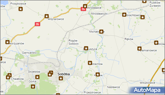 mapa Żerzuszyce, Żerzuszyce na mapie Targeo