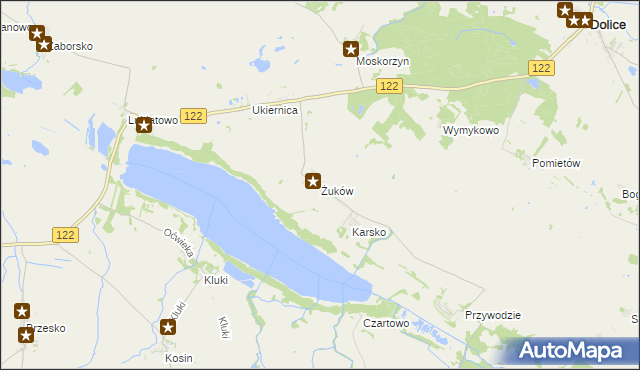 mapa Żuków gmina Przelewice, Żuków gmina Przelewice na mapie Targeo