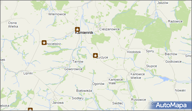 mapa Zurzyce, Zurzyce na mapie Targeo