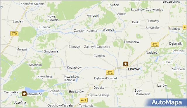 mapa Żychów, Żychów na mapie Targeo