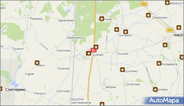 mapa Żydowo gmina Czerniejewo, Żydowo gmina Czerniejewo na mapie Targeo