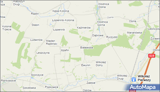 mapa Białawoda gmina Borzechów, Białawoda gmina Borzechów na mapie Targeo