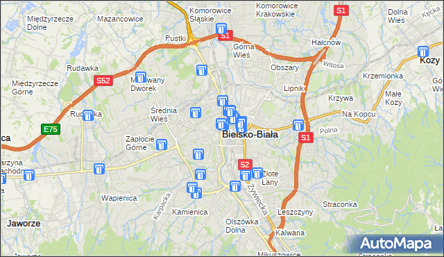 mapa Bielsko-Białej, Bielsko-Biała na mapie Targeo