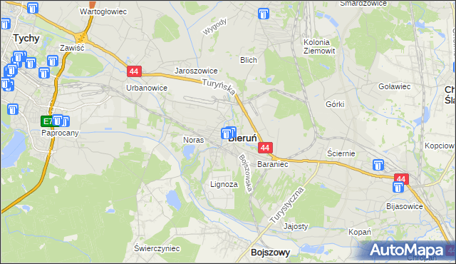 mapa Bieruń, Bieruń na mapie Targeo