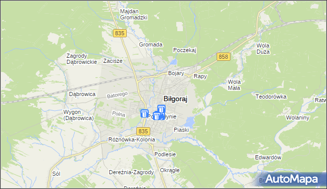 mapa Biłgoraj, Biłgoraj na mapie Targeo