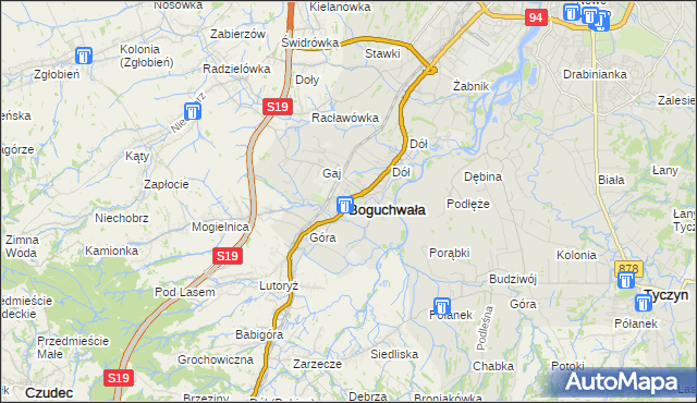 mapa Boguchwała powiat rzeszowski, Boguchwała powiat rzeszowski na mapie Targeo
