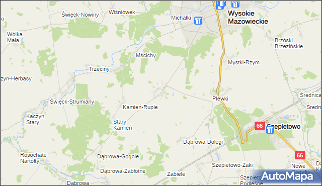 mapa Bryki gmina Wysokie Mazowieckie, Bryki gmina Wysokie Mazowieckie na mapie Targeo