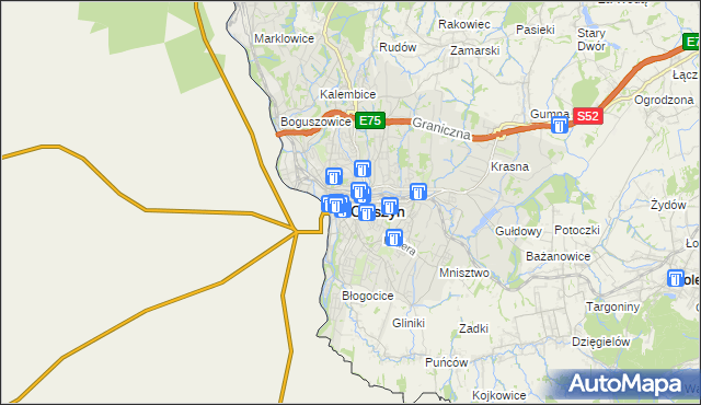 mapa Cieszyna, Cieszyn na mapie Targeo