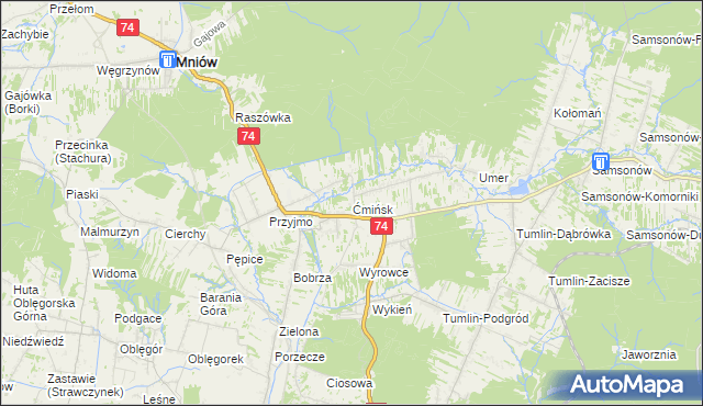 mapa Ćmińsk, Ćmińsk na mapie Targeo