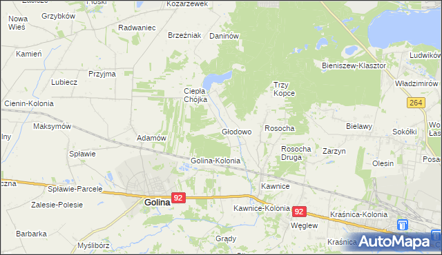 mapa Głodowo gmina Golina, Głodowo gmina Golina na mapie Targeo