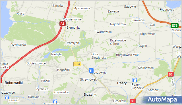 mapa Góra Siewierska, Góra Siewierska na mapie Targeo