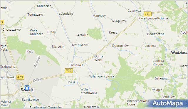 mapa Górna Wola gmina Szadek, Górna Wola gmina Szadek na mapie Targeo