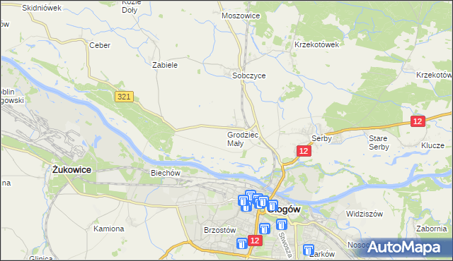 mapa Grodziec Mały, Grodziec Mały na mapie Targeo