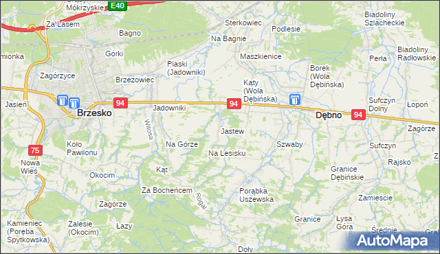 mapa Jastew, Jastew na mapie Targeo
