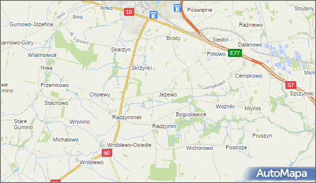 mapa Jeżewo gmina Płońsk, Jeżewo gmina Płońsk na mapie Targeo
