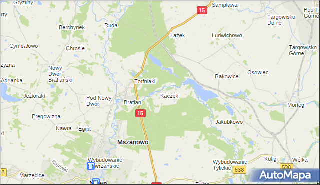 mapa Kaczek, Kaczek na mapie Targeo