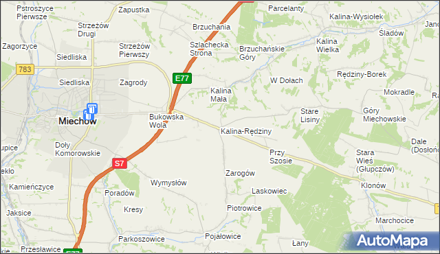 mapa Kalina-Rędziny, Kalina-Rędziny na mapie Targeo