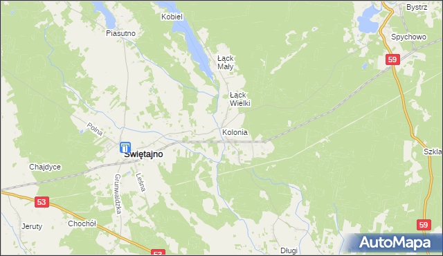 mapa Kolonia gmina Świętajno, Kolonia gmina Świętajno na mapie Targeo