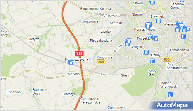mapa Konopnica powiat lubelski, Konopnica powiat lubelski na mapie Targeo