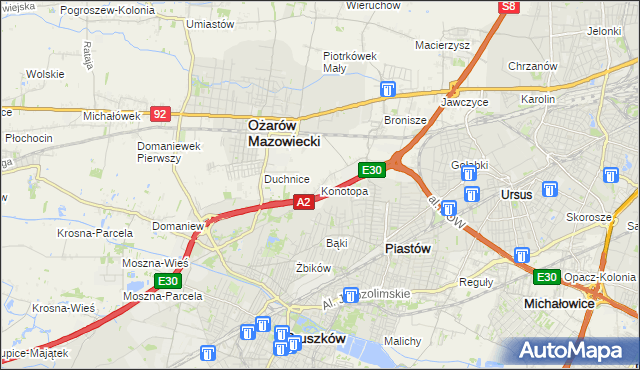 mapa Konotopa gmina Ożarów Mazowiecki, Konotopa gmina Ożarów Mazowiecki na mapie Targeo