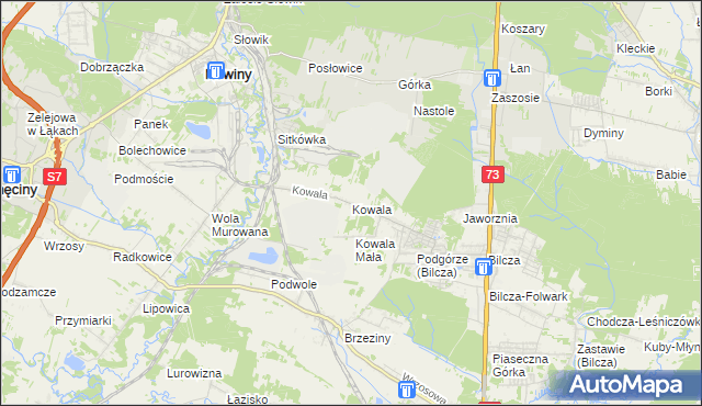 mapa Kowala gmina Sitkówka-Nowiny, Kowala gmina Sitkówka-Nowiny na mapie Targeo