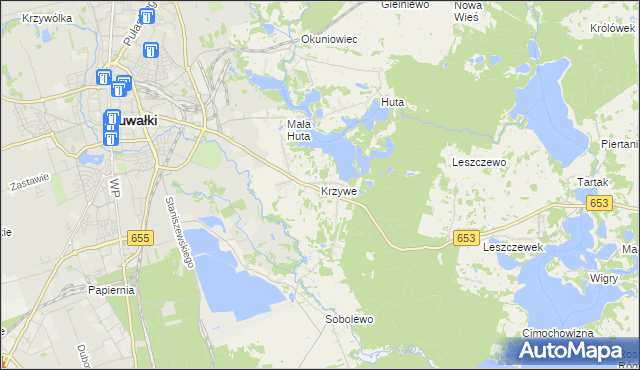 mapa Krzywe gmina Suwałki, Krzywe gmina Suwałki na mapie Targeo