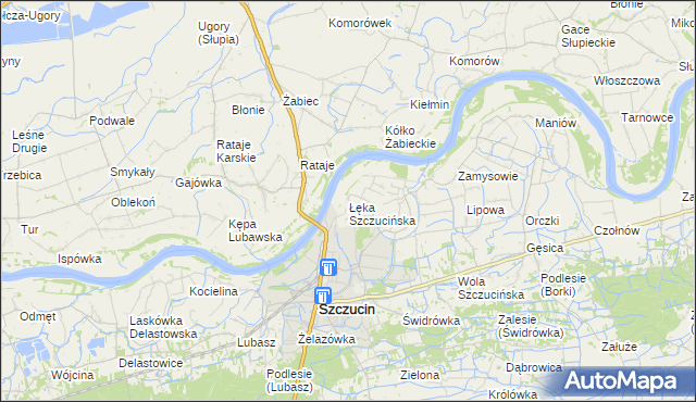 mapa Łęka Szczucińska, Łęka Szczucińska na mapie Targeo