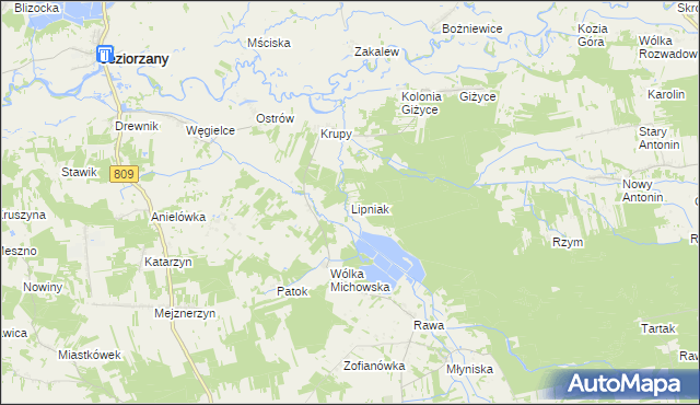 mapa Lipniak gmina Michów, Lipniak gmina Michów na mapie Targeo