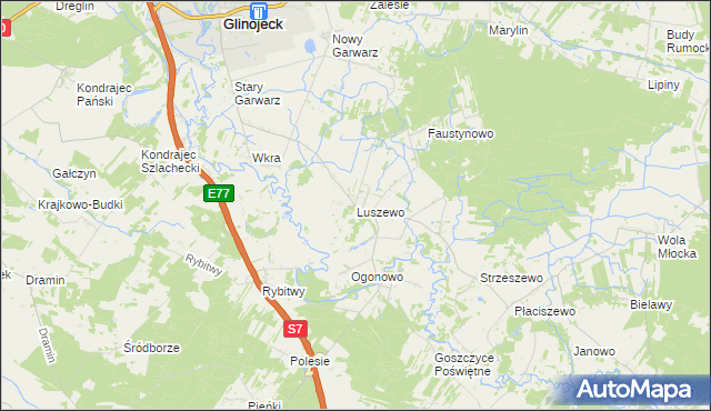mapa Luszewo gmina Glinojeck, Luszewo gmina Glinojeck na mapie Targeo