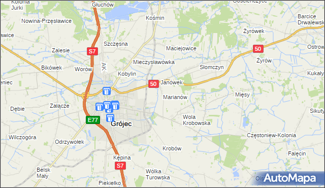 mapa Marianów gmina Grójec, Marianów gmina Grójec na mapie Targeo