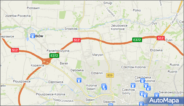 mapa Marysin gmina Jastków, Marysin gmina Jastków na mapie Targeo