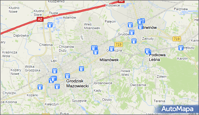 mapa Milanówek, Milanówek na mapie Targeo