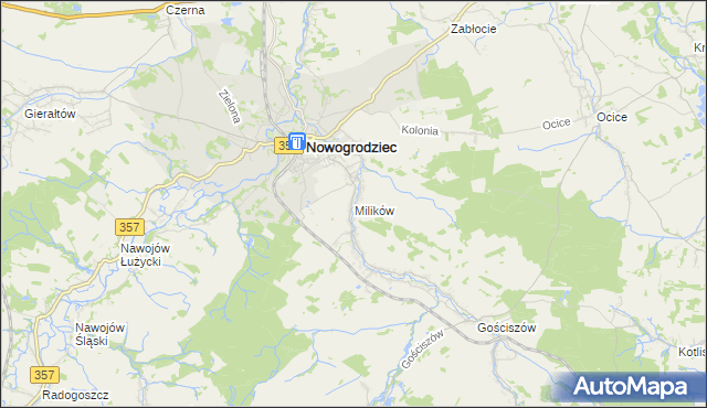 mapa Milików, Milików na mapie Targeo