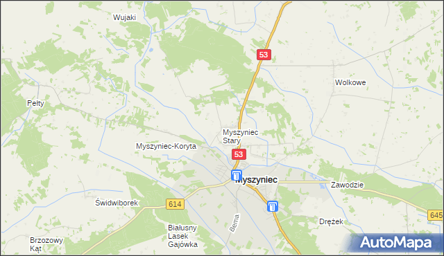 mapa Myszyniec Stary, Myszyniec Stary na mapie Targeo