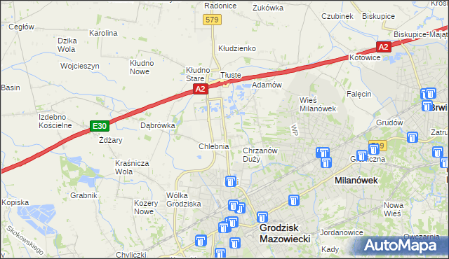 mapa Natolin gmina Grodzisk Mazowiecki, Natolin gmina Grodzisk Mazowiecki na mapie Targeo