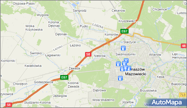 mapa Niebrów, Niebrów na mapie Targeo