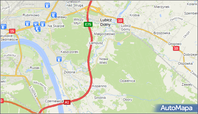 mapa Nowa Wieś gmina Lubicz, Nowa Wieś gmina Lubicz na mapie Targeo