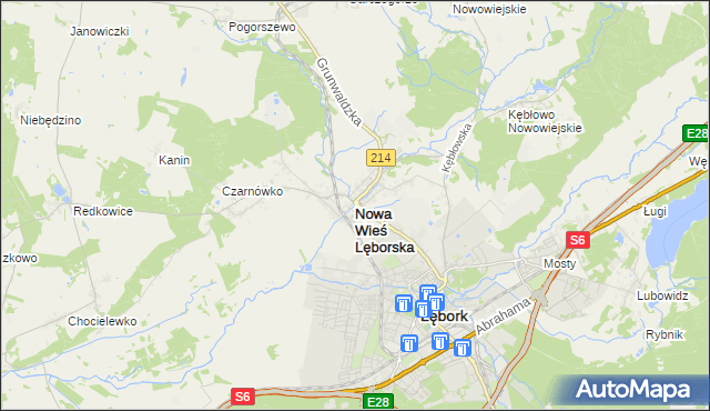 mapa Nowa Wieś Lęborska, Nowa Wieś Lęborska na mapie Targeo