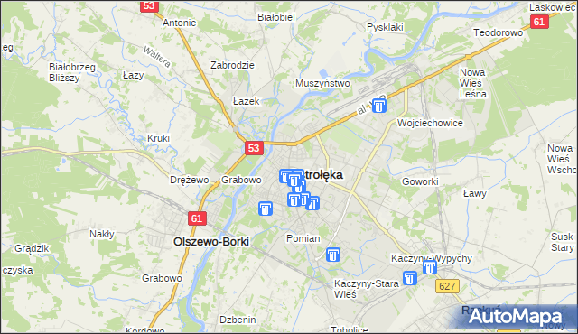 mapa Ostrołęka, Ostrołęka na mapie Targeo